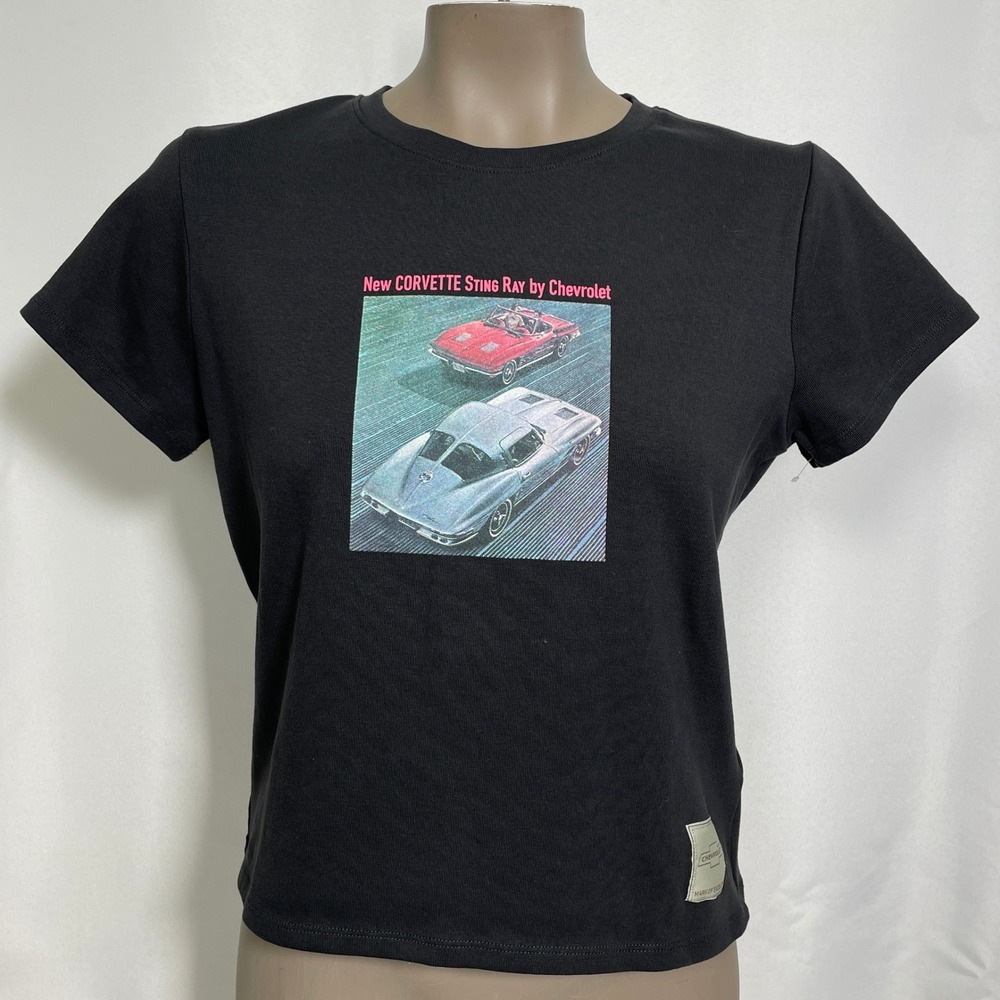 Chevrolet Corvette Sting Ray General Motors CottonOn Black T-Shirt Womens MEDIUM